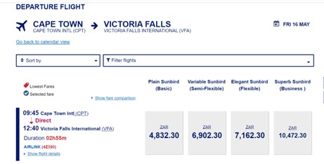 Airlink Airlines Fares